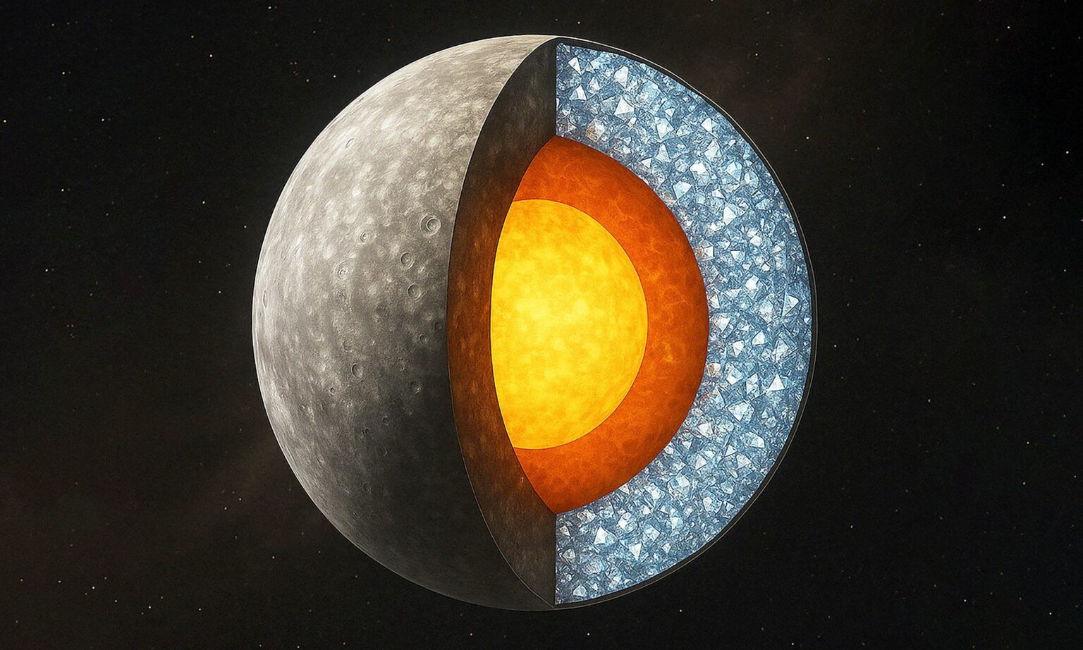Earth.com: NASA spacecraft finds a layer of diamonds 10-miles thick on planet Mercury