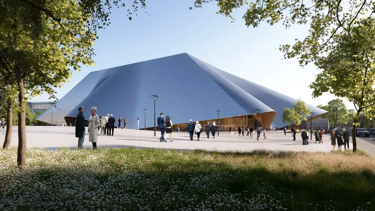 Exterior Rendering of Opera & Ballet Theatre of Kosovo by BIG