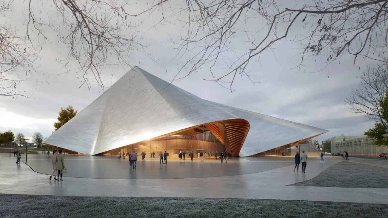 Exterior Rendering of Opera & Ballet Theatre of Kosovo by BIG