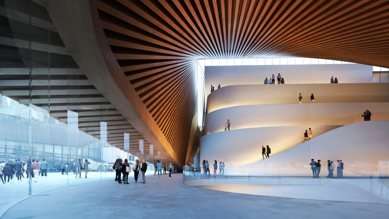 Interior Rendering of Opera & Ballet Theatre of Kosovo by BIG
