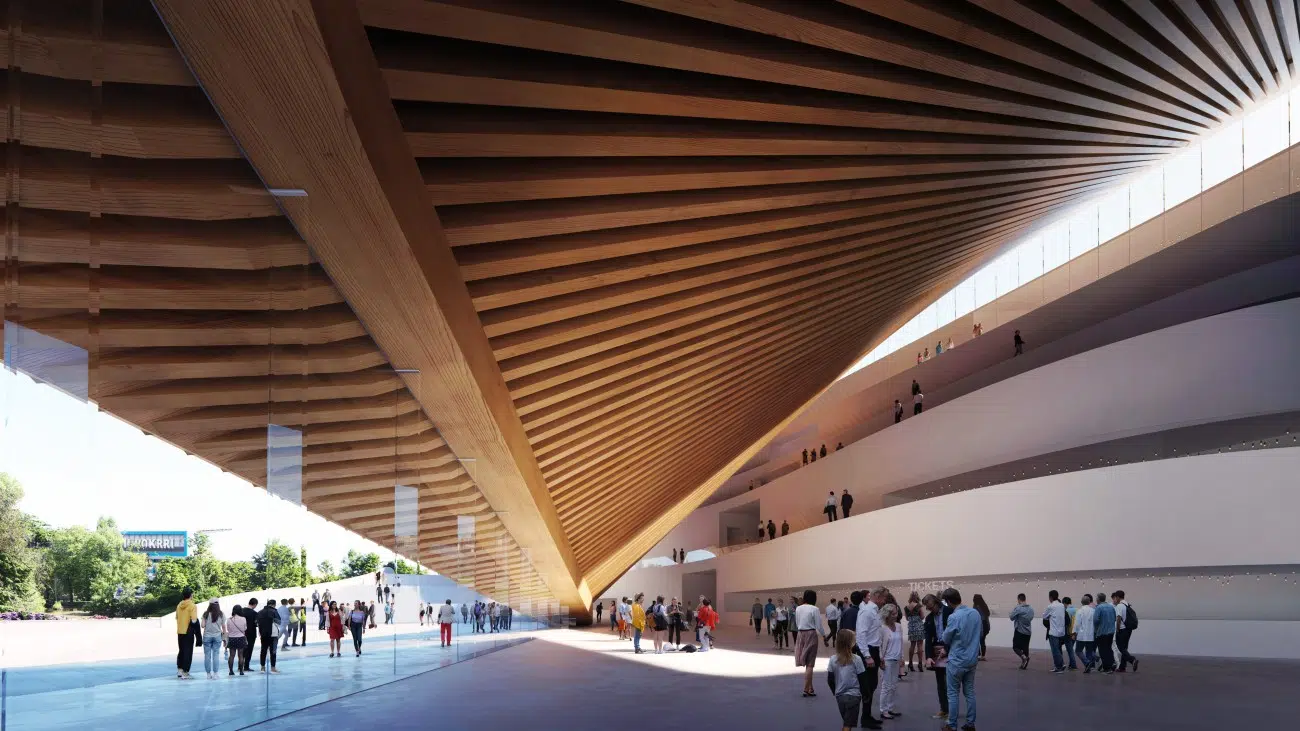 Interior Rendering of Opera & Ballet Theatre of Kosovo by BIG