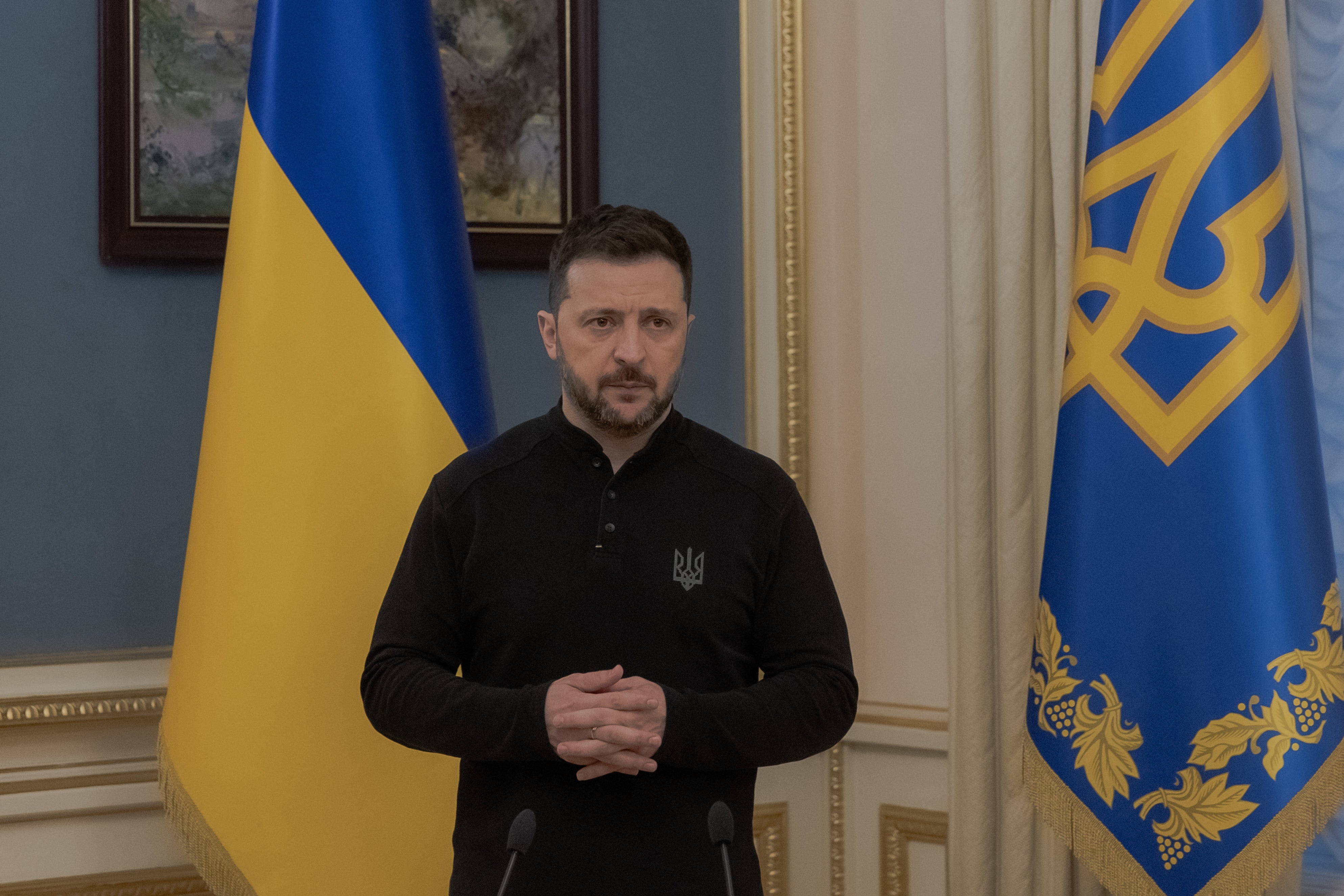 Volodymyr Zelensky gives a press conference in Kyiv
