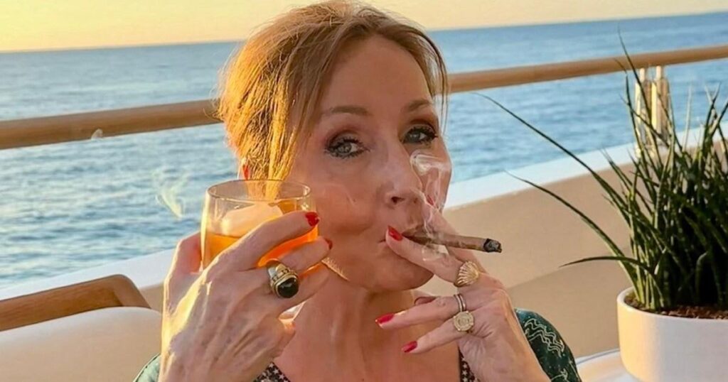 JK Rowling poses with cigar after Supreme Court decision on definition of a woman