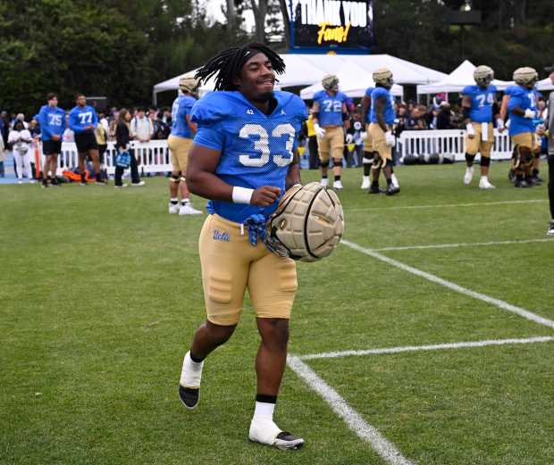 Karson Cox #33 0f the UCLA Bruins during UCLA football...