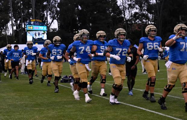 UCLA Bruins offense during UCLA football Friday Night Lights spring...
