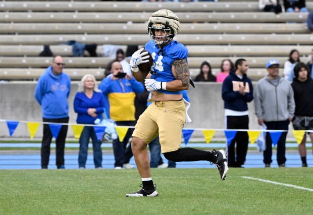 Running back Peter Bario #44 of the UCLA Bruins during...