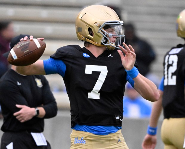 Quarterback Mikey Matthews #7 #7 of the UCLA Bruins during...