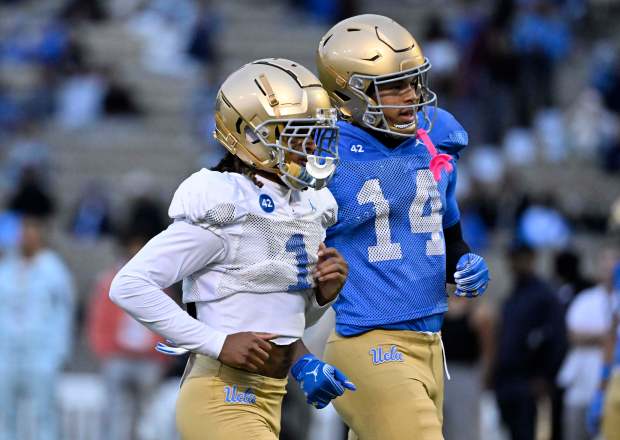 Defensive back Kanye Clark #1 of the UCLA Bruins with...