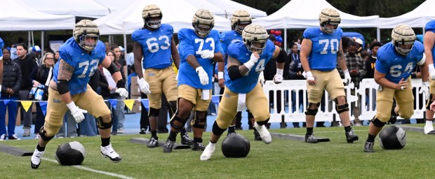 UCLA Bruins offense during UCLA football Friday Night Lights spring...