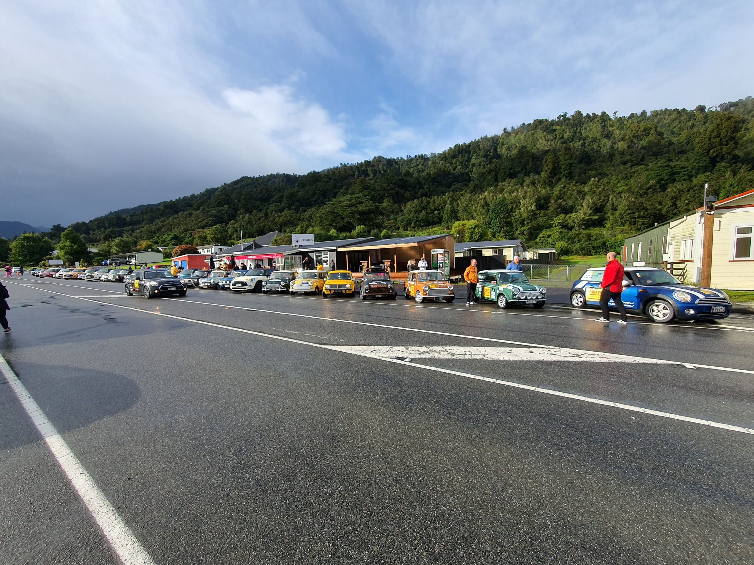 The 2025 Pork Pie Charity Run arrives in the town of Harihari on New Zealand's South Island's West Coast.