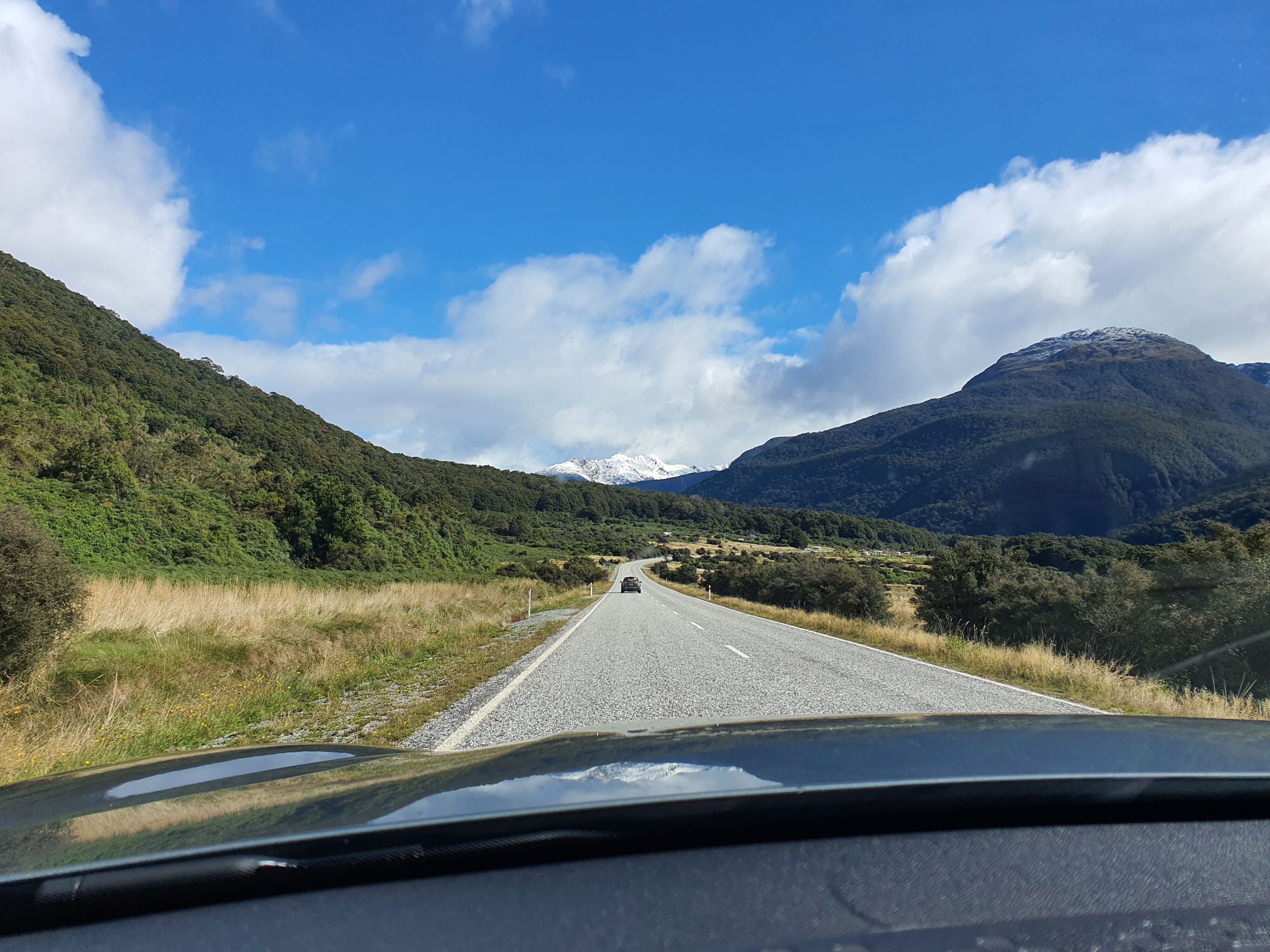 Heading towards the snow capped Southern Alps on the 2025 Pork Pie Charity Run.