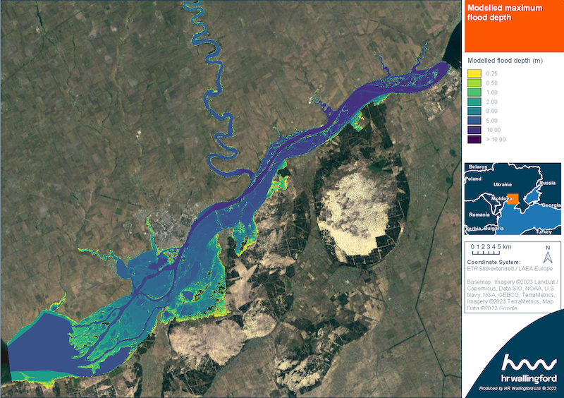 Remote environmental assessment of dam breach in conflict zone