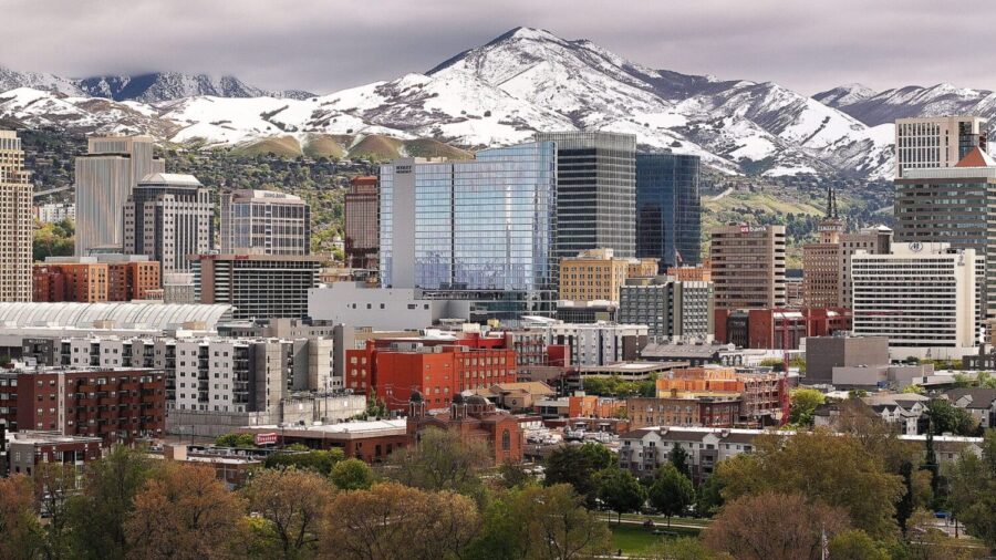 FILE: The skyline in Salt Lake City on Wednesday, May 8, 2024. Jazz owner Ryan Smith and city and c...