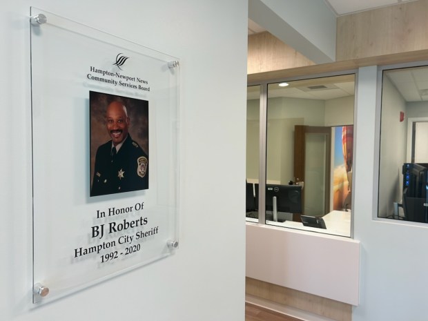 The BJ Roberts Behavioral Health Center in Hampton, as seen on Friday, April 25, 2025, is a 20,000-square-foot facility with 16 residential beds, community rooms and emergency medical services and mobile crisis intervention units. (Devlin Epding/The Virginian-Pilot)