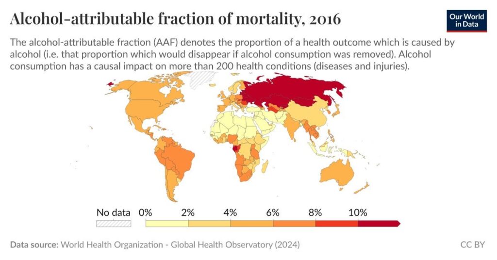 Mortalities caused by Alcohol worldwide