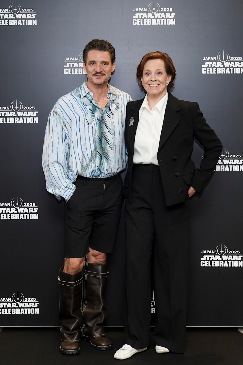 Pedro Pascal and Sigourney Weaver during Star Wars Celebration in Japan.