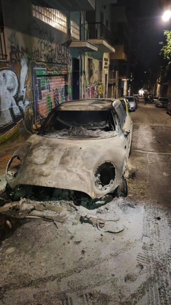 Pictures of vehicles and apartment buildings in Exarchia
