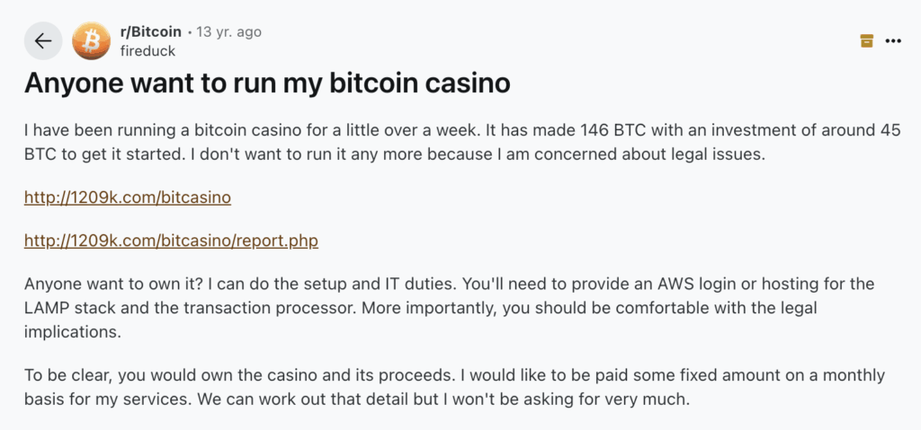13 years ago, you could make 150 BTC for 1 week's work 💀