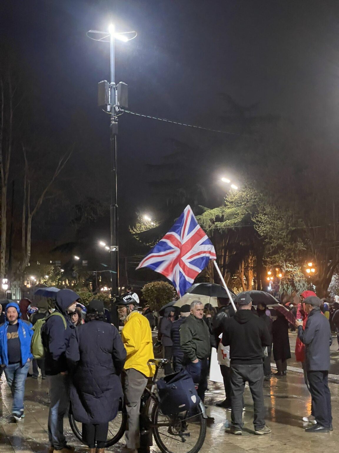 After the UK imposed financial sanctions on Ivanishvili’s judicial clan members - Mikheil Chinchaladze and Levan Murusidze - protesters showed up with a Union Jack as a symbol of gratitude.