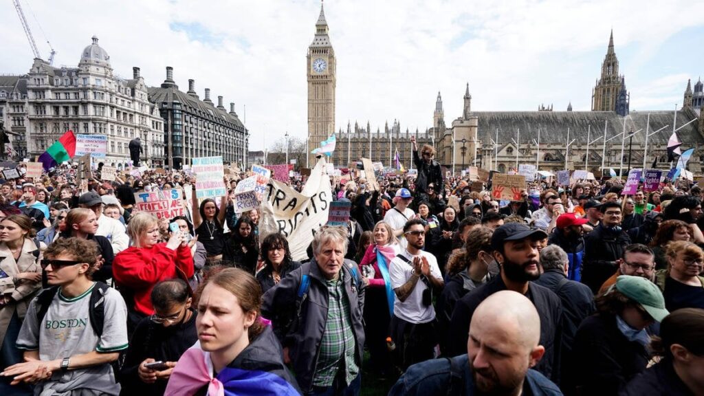 Trans rights groups stage massive London protest over landmark gender court ruling