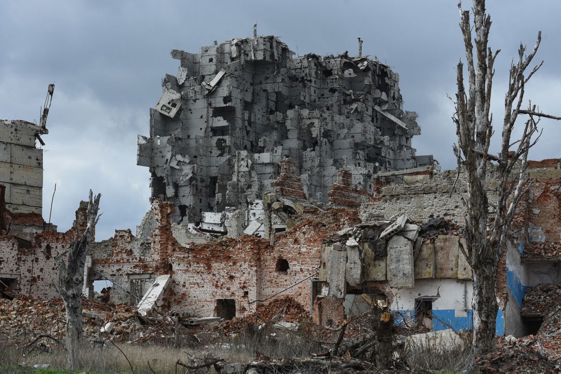 A view of the abandoned town of Maryinka in the Donetsk region on April 1.