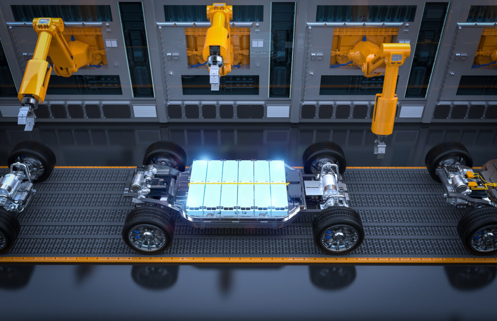 electric vehicle battery at a gigafactory