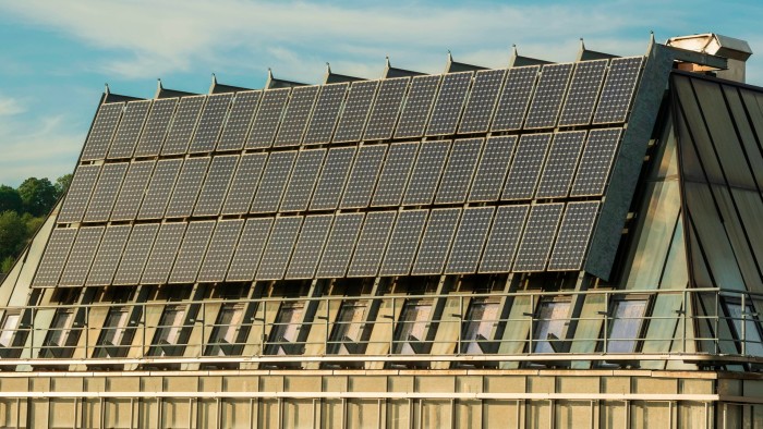 Photovoltaic system on an office building in Liege Wallonie Belgien, Belgium