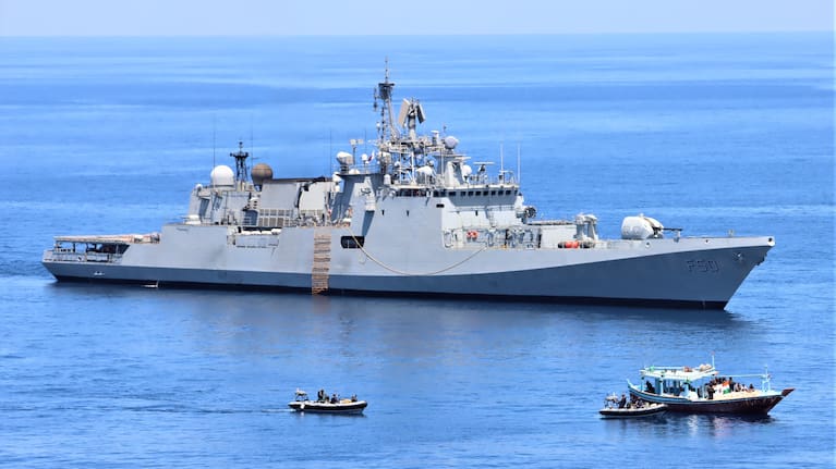 INS Tarkash during the bust. 