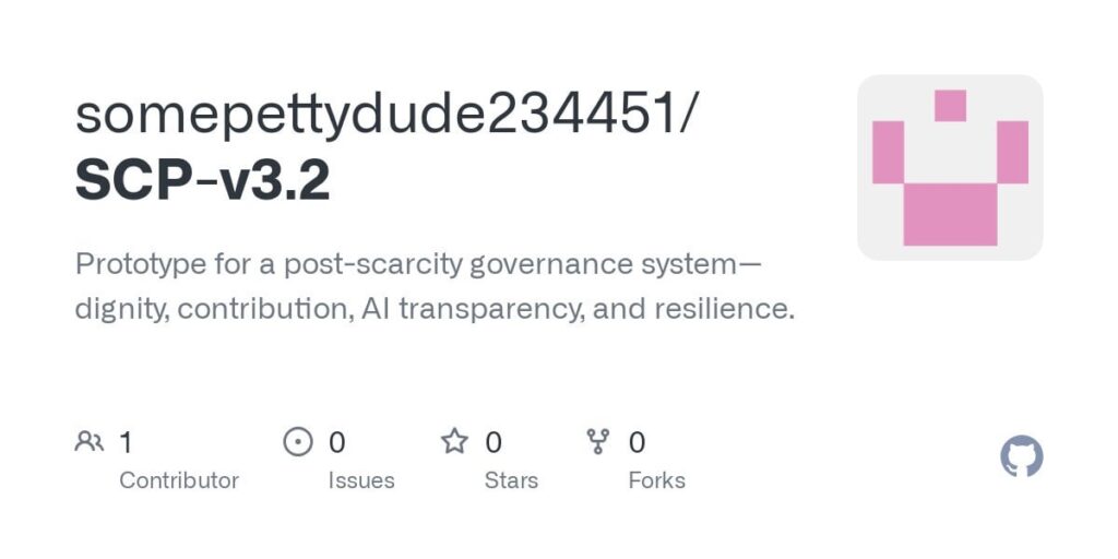 “Social Contribution Pact v3.2” – A Prototype for Post-Scarcity Governance (Pilot: $400M, 100K People, Open Source on GitHub)