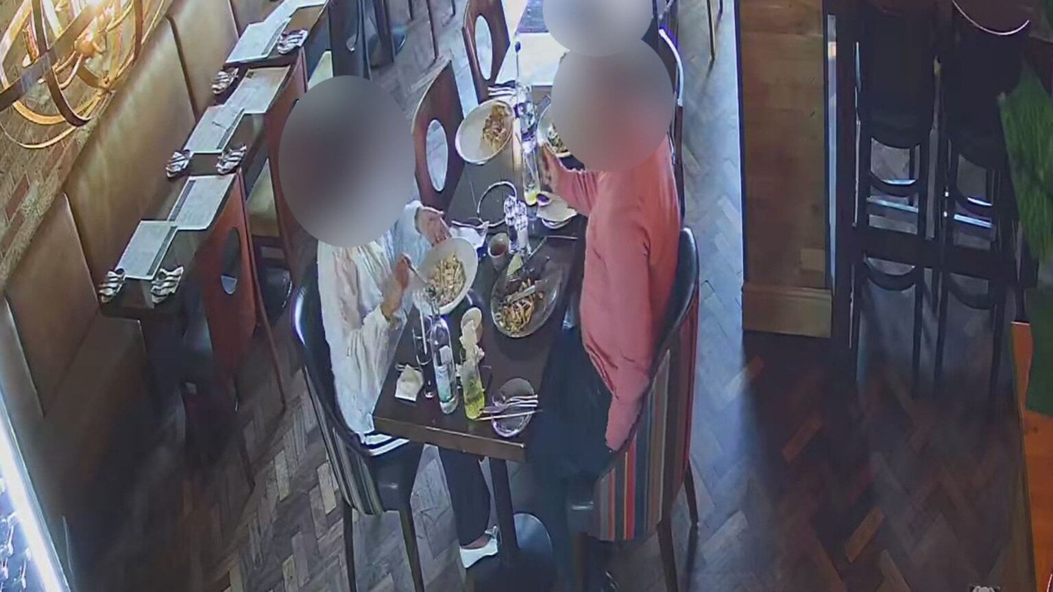 Couple caught on CCTV ‘planting glass in their pasta at Italian restaurant in bid to avoid paying £64 bill’