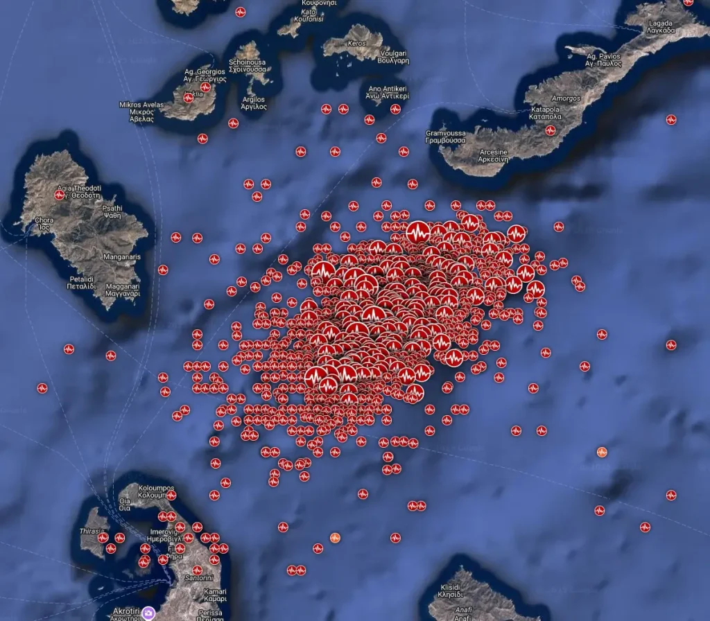 santorini earthquake swarm jan - february 11 2025 bg