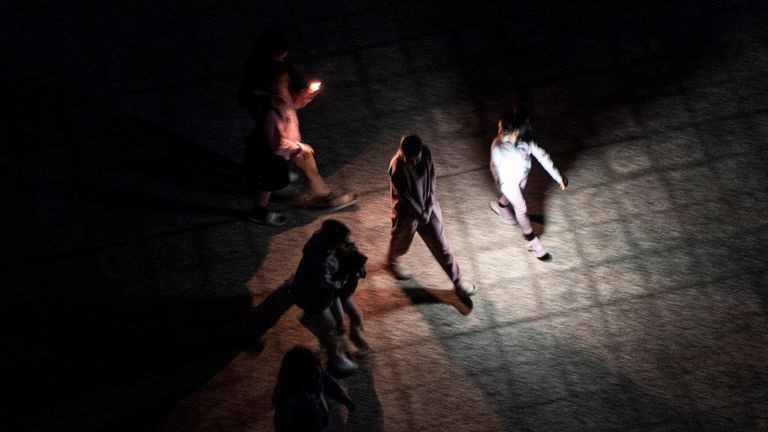 The streets in Spain were plunged into darkness during the blackout.
Pic: AP/Europa Press