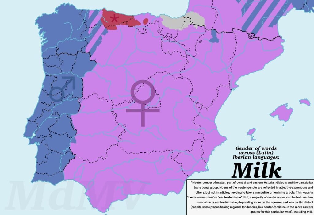 Words in Iberia with opposite grammatical genres (remake)