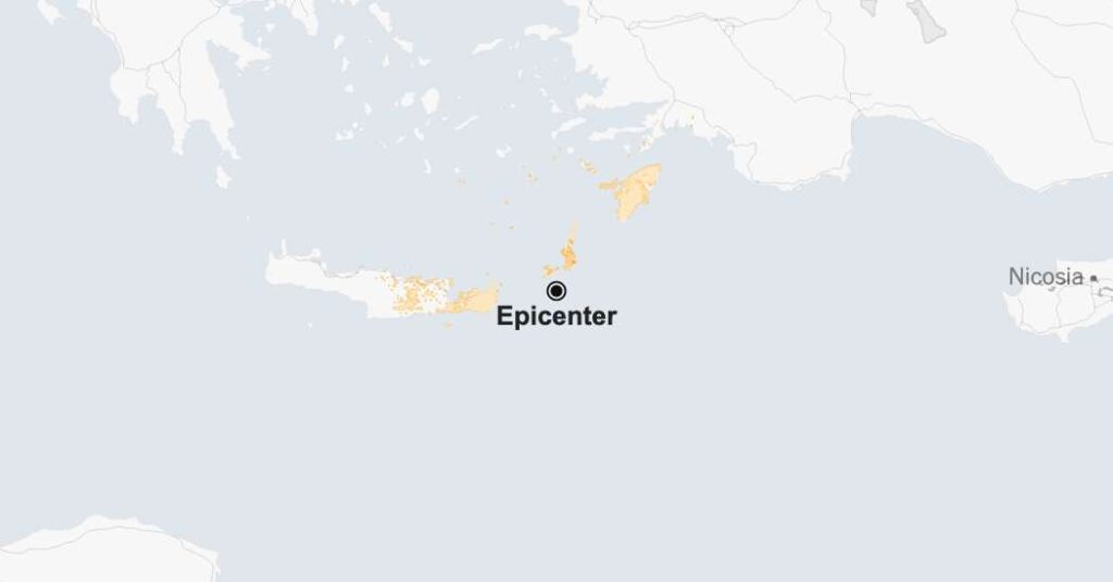 Map: 6.0-Magnitude Earthquake Strikes Near Crete in Greece, Prompting a Tsunami Alert