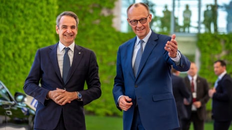 Friedrich Merz and Greek PM Kyriakos Mitsotakis speak to the media in Berlin – watch live