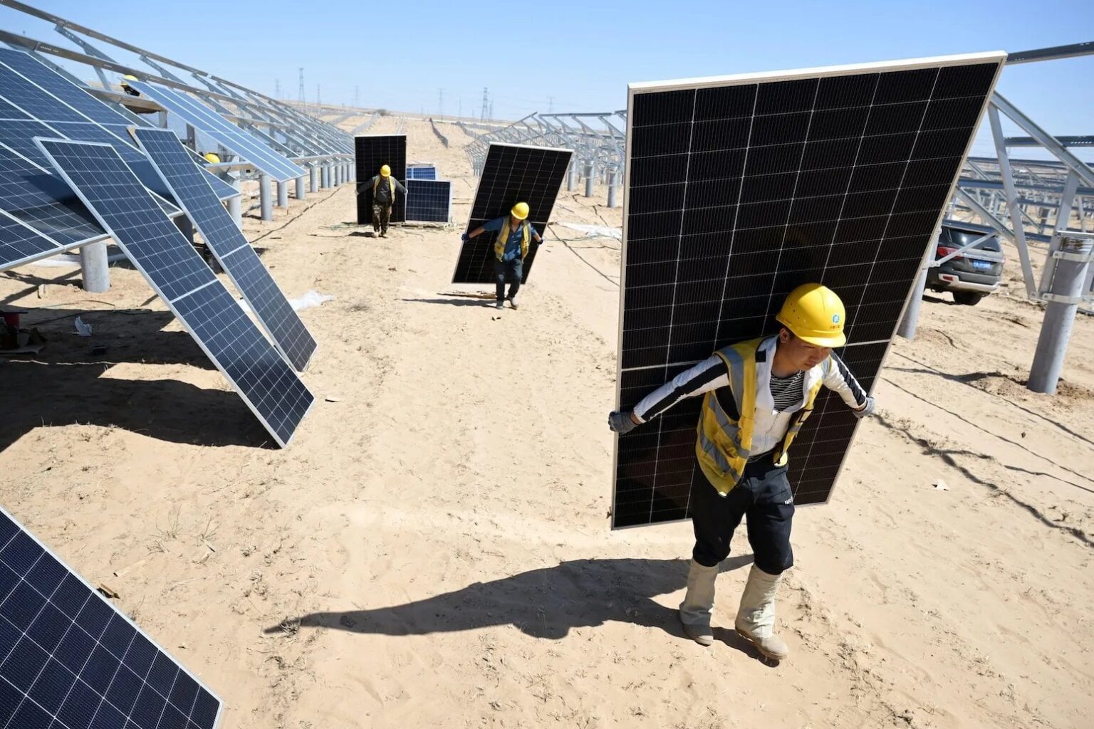 While energy use continues to rise, China's CO2 emissions have begun declining due to renewable energy. Its wind and solar capacity now surpasses total US electricity generation from all sources.