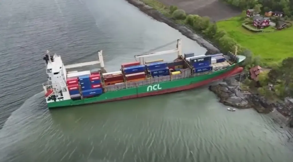 In Norway, charges have been filed against the second mate of a ship that nearly drove into the yard of a private house