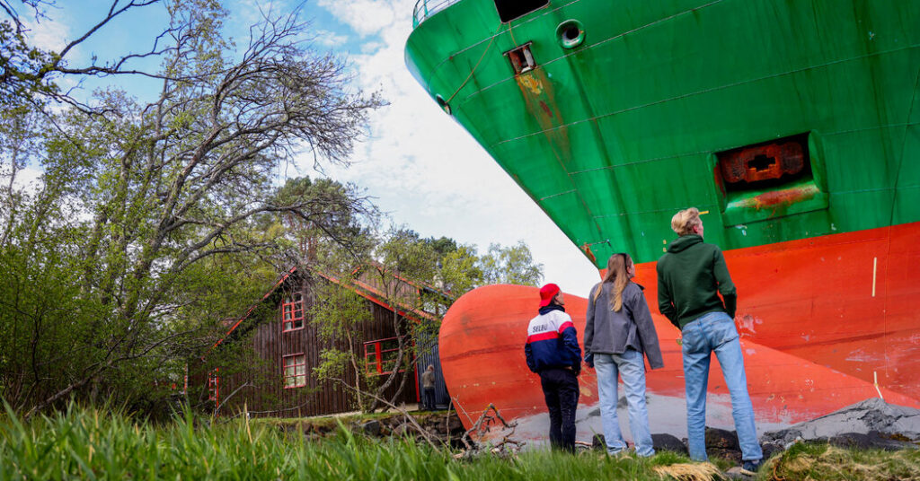 Cargo Ship Crashes Into Norway Man’s Backyard Cargo Ship Crashes Into Norway Man’s Backyard