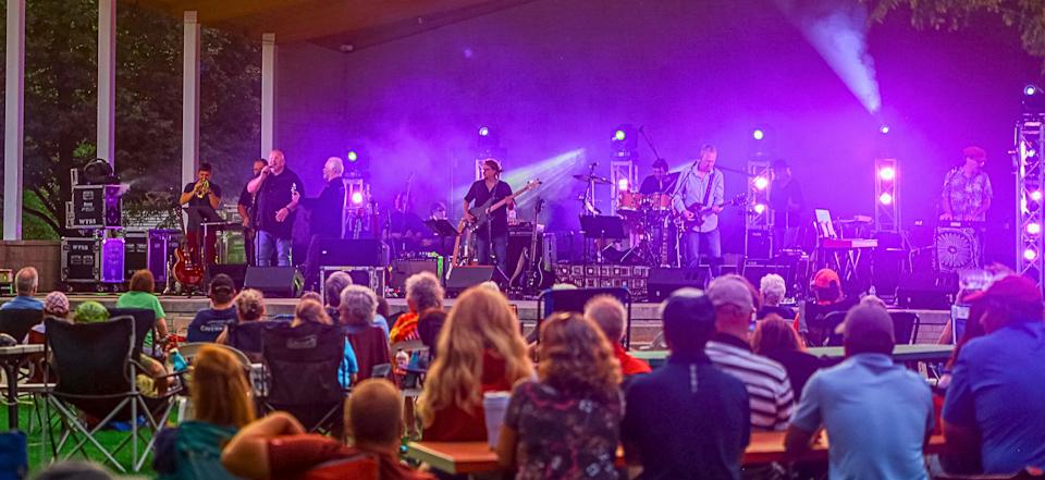 Long & Winding Road Tour performs at Humiston-Riverside Park in August 2022 as part of the Rockin' at the River concert series.