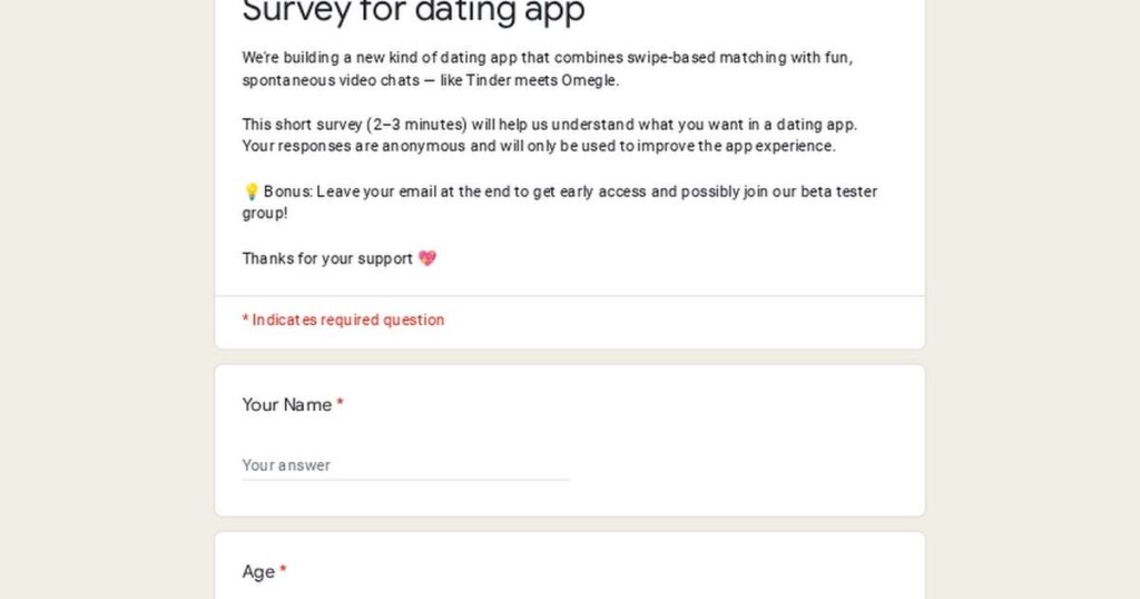 Survey for dating app Survey for dating app