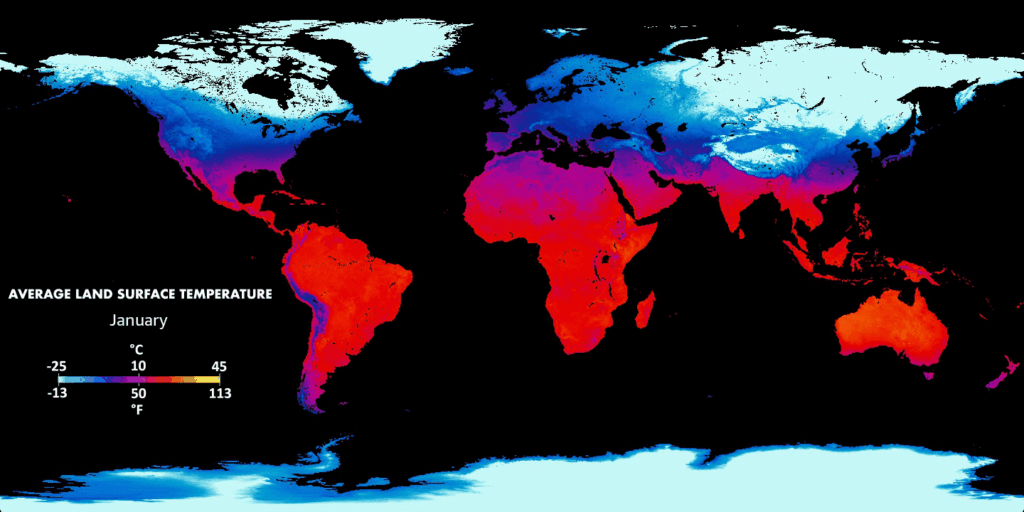 Monthly Average Land Surface Temperature [OC]