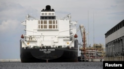 An LNG tanker makes delivery at a terminal in Swinoujscie, Poland, in a file photo from 2017