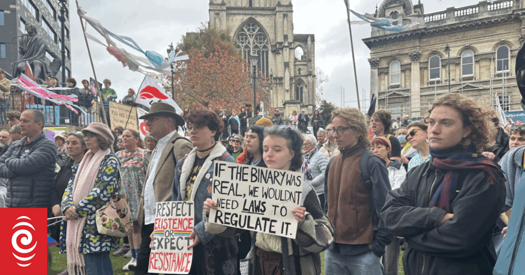 Hundreds gather in Dunedin for protest against proposed gender legislation