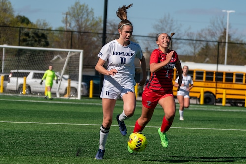 Frankemuth defeats Hemlock in a high school girls soccer game