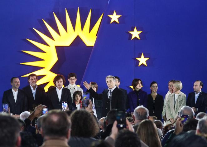 Bidzina Ivanishvili, founder of Georgian Dream, at the party's headquarters after the announcement of the election results in Tbilisi, October 26, 2024.