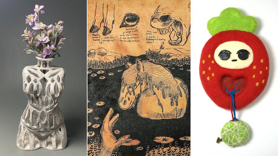 “Have You Seen Me,” an exhibit featuring works by graduating art seniors Stormy Rhea Chavez, Mayra Flores, and Rebecca Schlenker, opens May 8 in the Dord Fitz Formal Gallery on WT’s Canyon campus and will be on view through May 23.