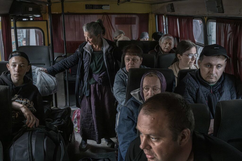How Russia’s war on Ukraine divided my family Ukrainians who fled Russian-occupied areas are transported to a center for displaced people, in Sumy, Ukraine, April 28, 2024.