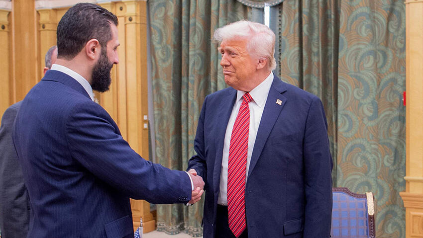 הפגישה של נשיא ארה"ב דונלד טראמפ עם נשיא סוריה אחמד א-שרע ובן סלימאן