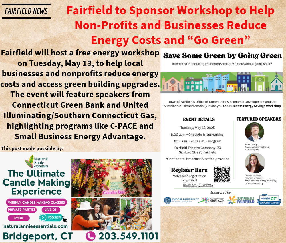 Fairfield to Sponsor Workshop to Help Non-Profits and Businesses Reduce Energy Costs and “Go Green” – DoingItLocal