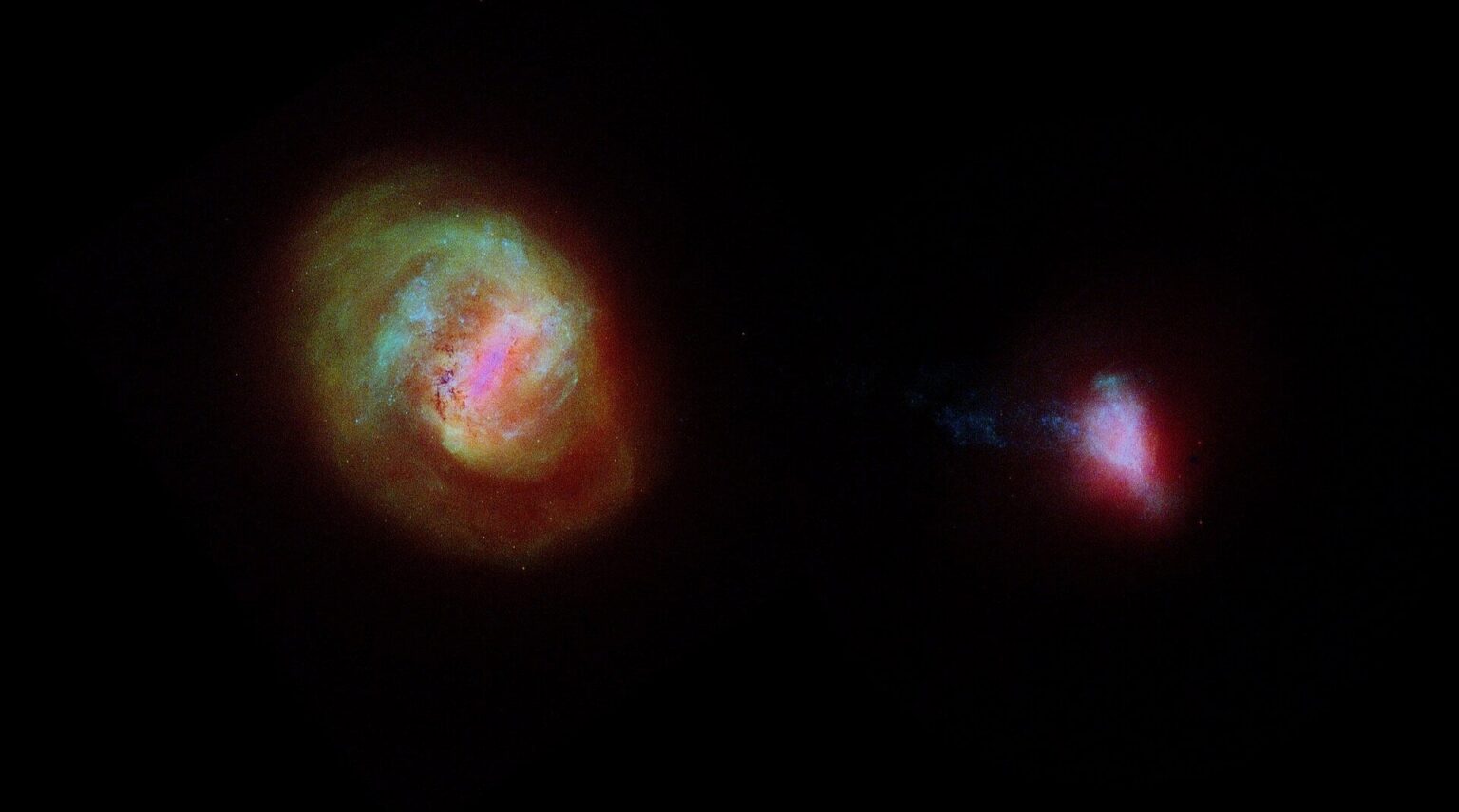Stretched in a cross pattern: Our neighboring galaxy is pulled in two axes, new evidence indicates